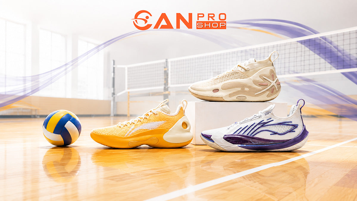 Volleyball player wearing Li-Ning basketball shoes on an indoor court