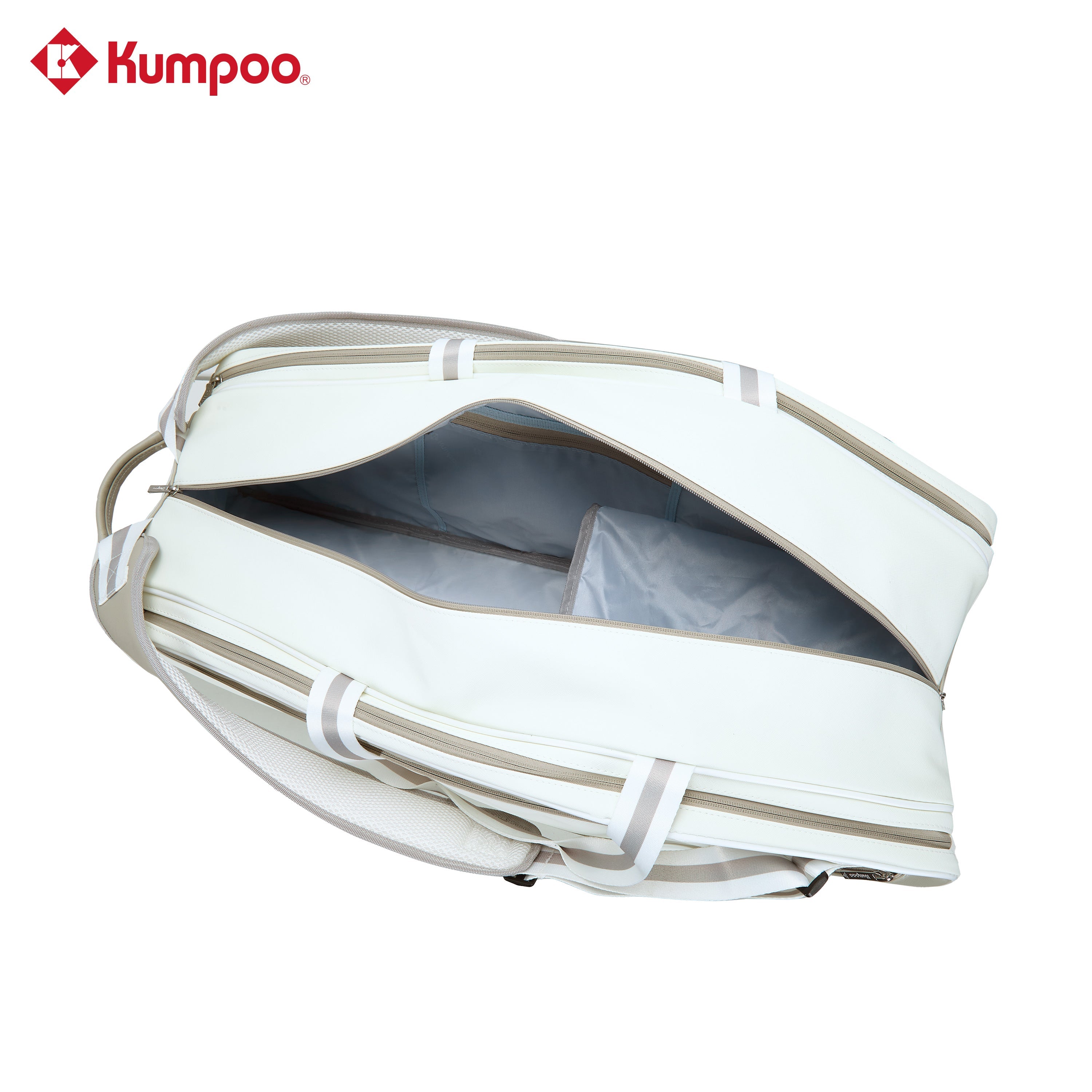 Kumpoo KB-691 badminton bag with multiple compartments and padded straps, designed for carrying badminton rackets and accessories.