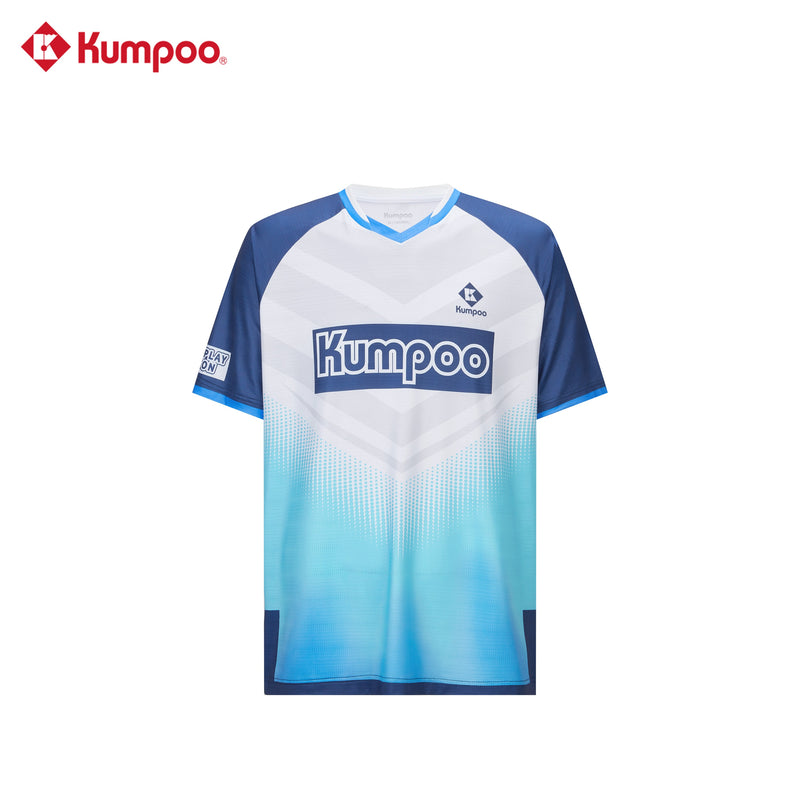 Kumpoo K261M-1731 men's T-shirt in black, casual short-sleeve top with round neckline, displayed on a hanger.