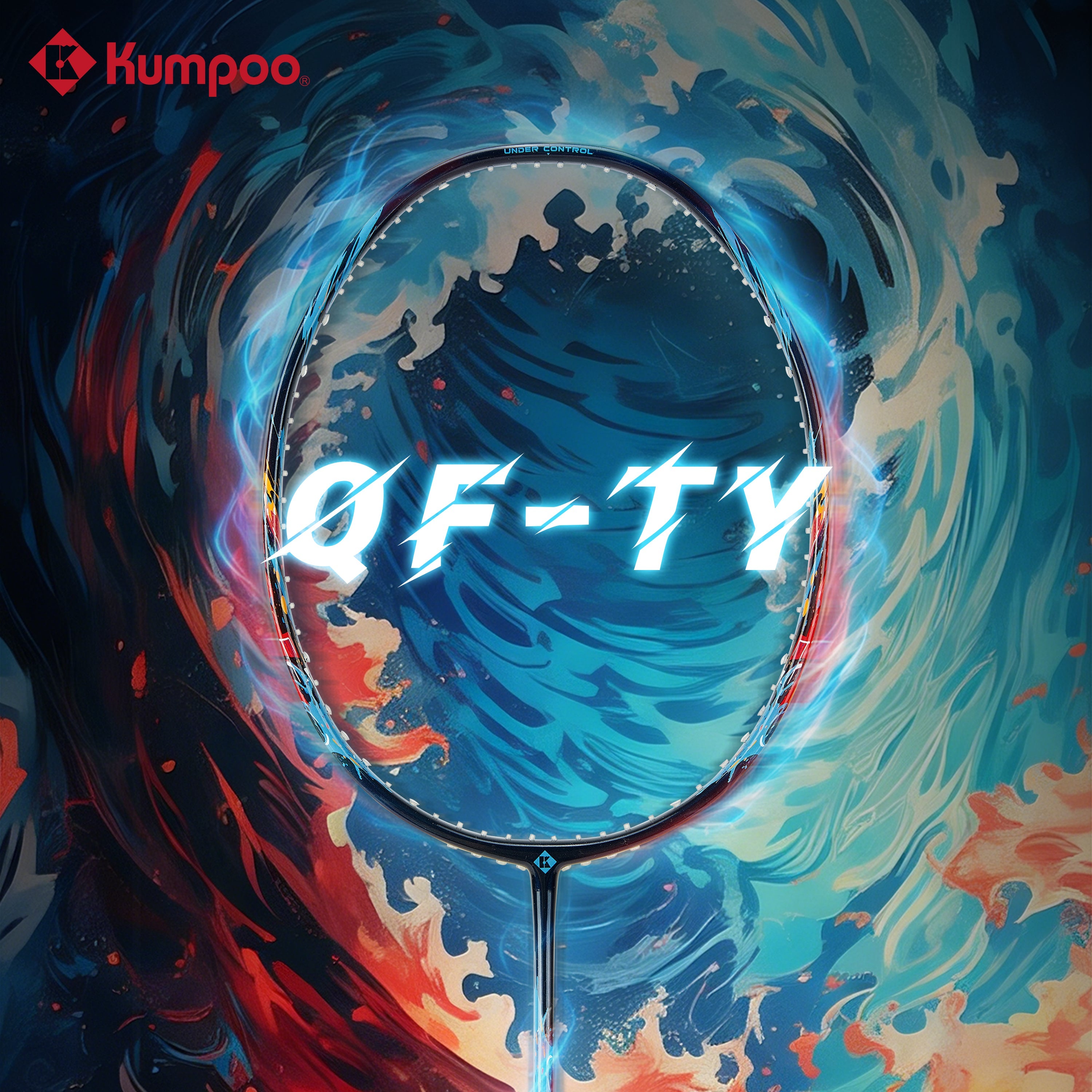 Unstrung Kumpoo QF-TY(4U5) badminton racket with lightweight frame, designed for competitive play and precise control.