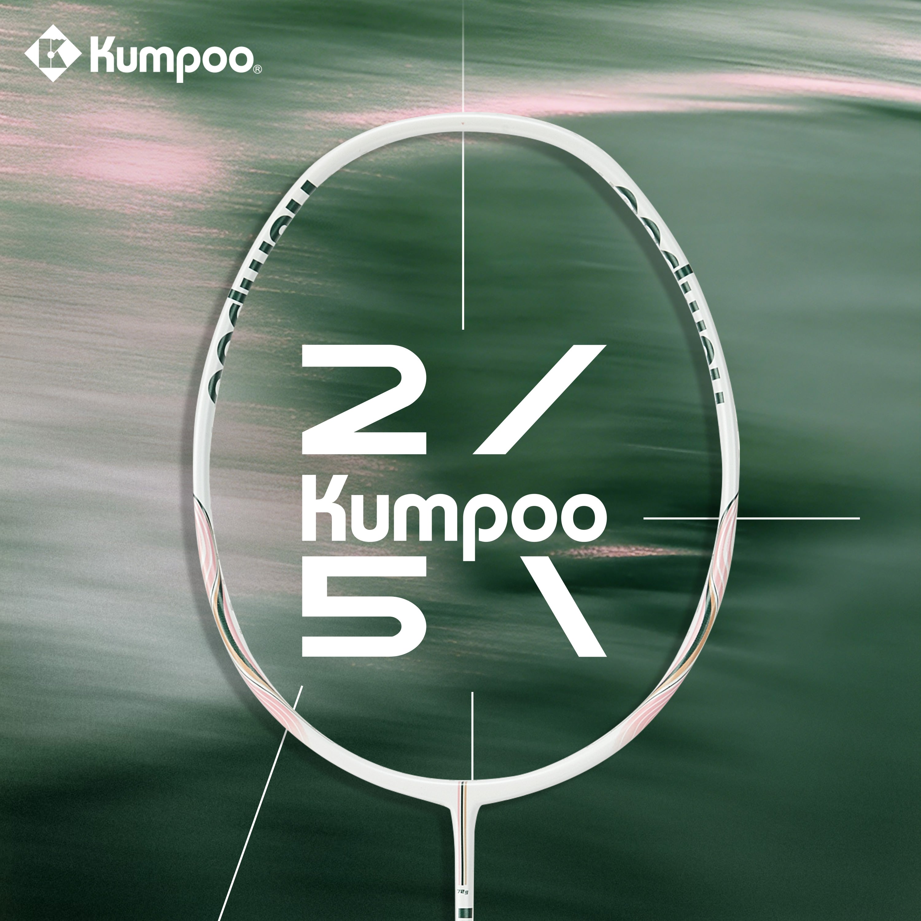 Kumpoo Ride the Wind S.25th unstrung badminton racket, 6U weight, with a sleek frame and grip, ready for competitive play.