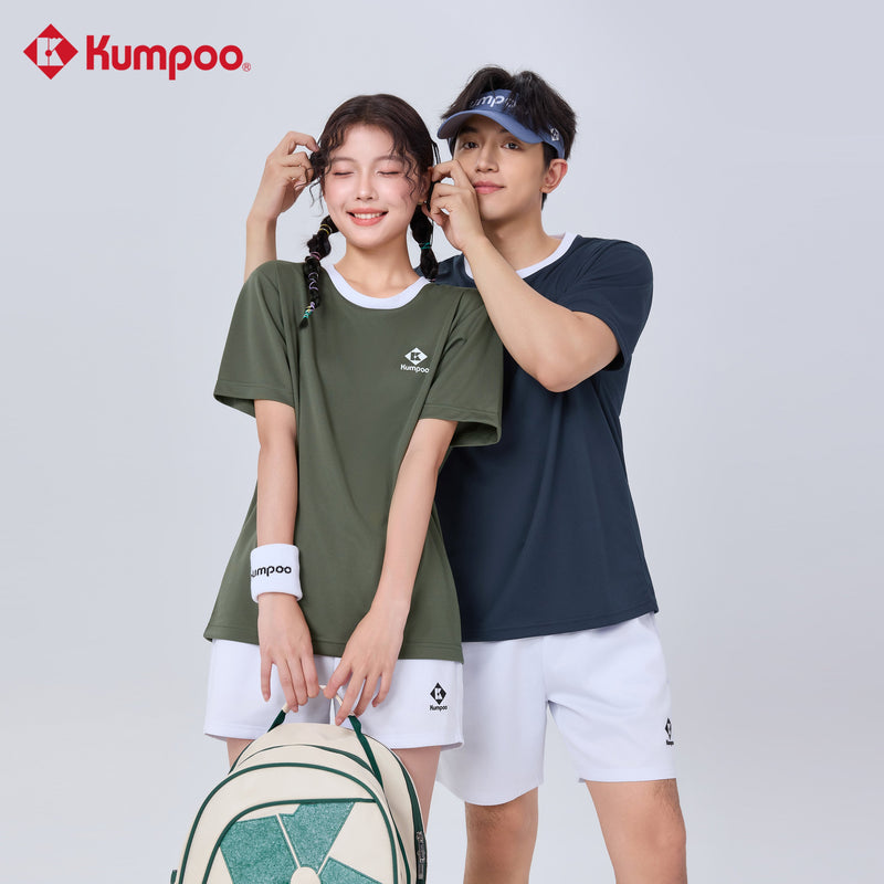 Kumpoo K261U-1224 unisex T-shirt in black, casual tops and T-shirt made from soft cotton fabric, front view.