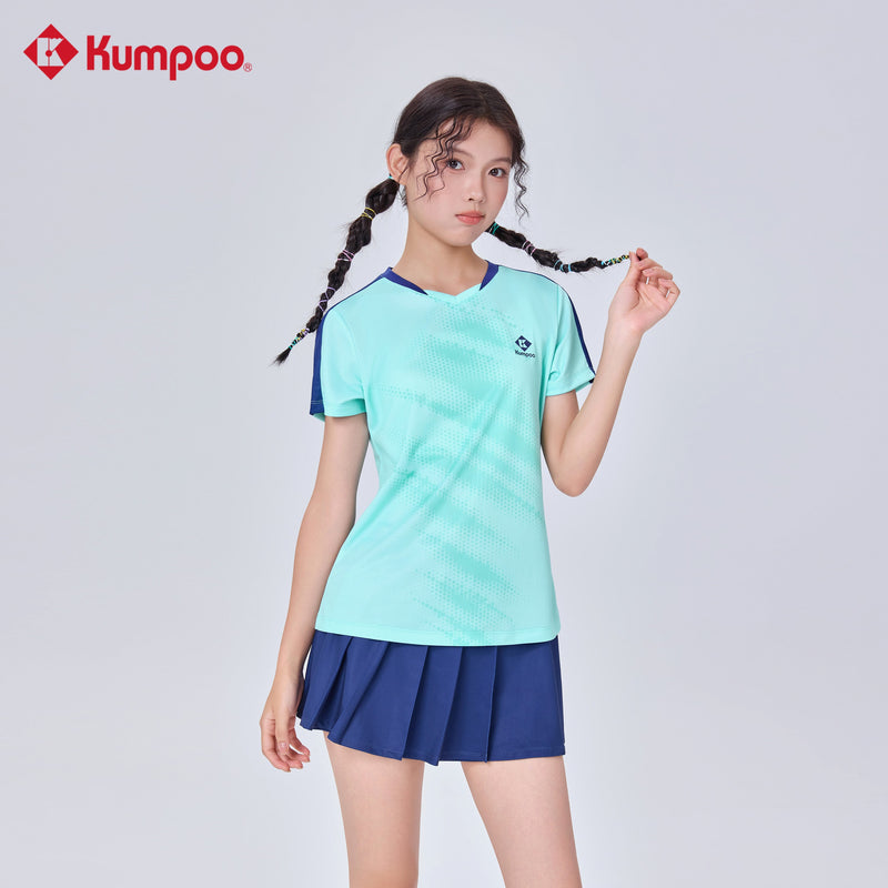 Kumpoo women's T-shirt in soft fabric, featuring a round neckline and short sleeves, displayed on a plain background.