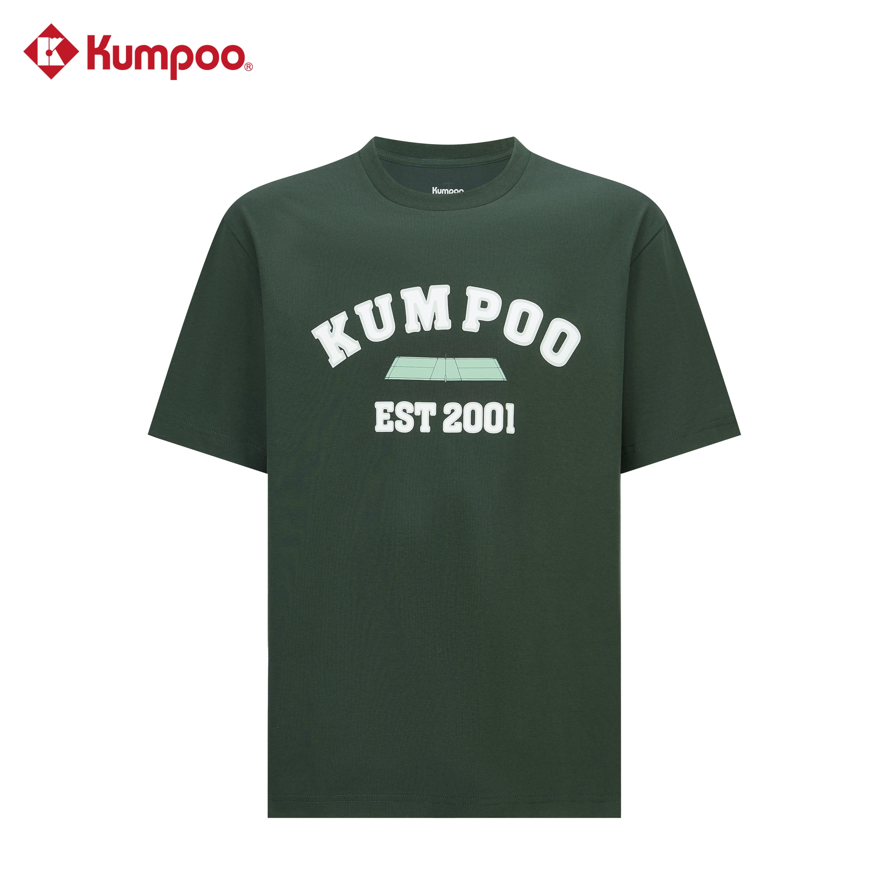 Kumpoo men's T-shirt in black with short sleeves, round neckline, and subtle logo detail, casual tops and T-shirts for everyday wear.
