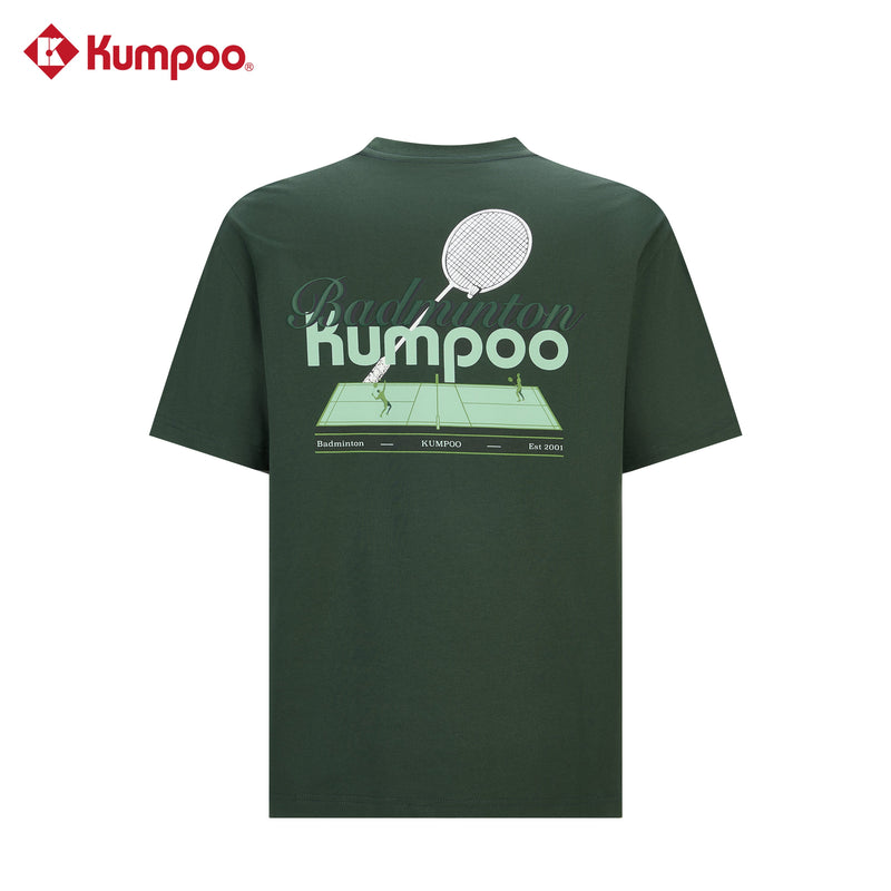 Kumpoo K261M-1240 men's T-shirt in black, casual short-sleeve top with round neckline, displayed on a hanger.