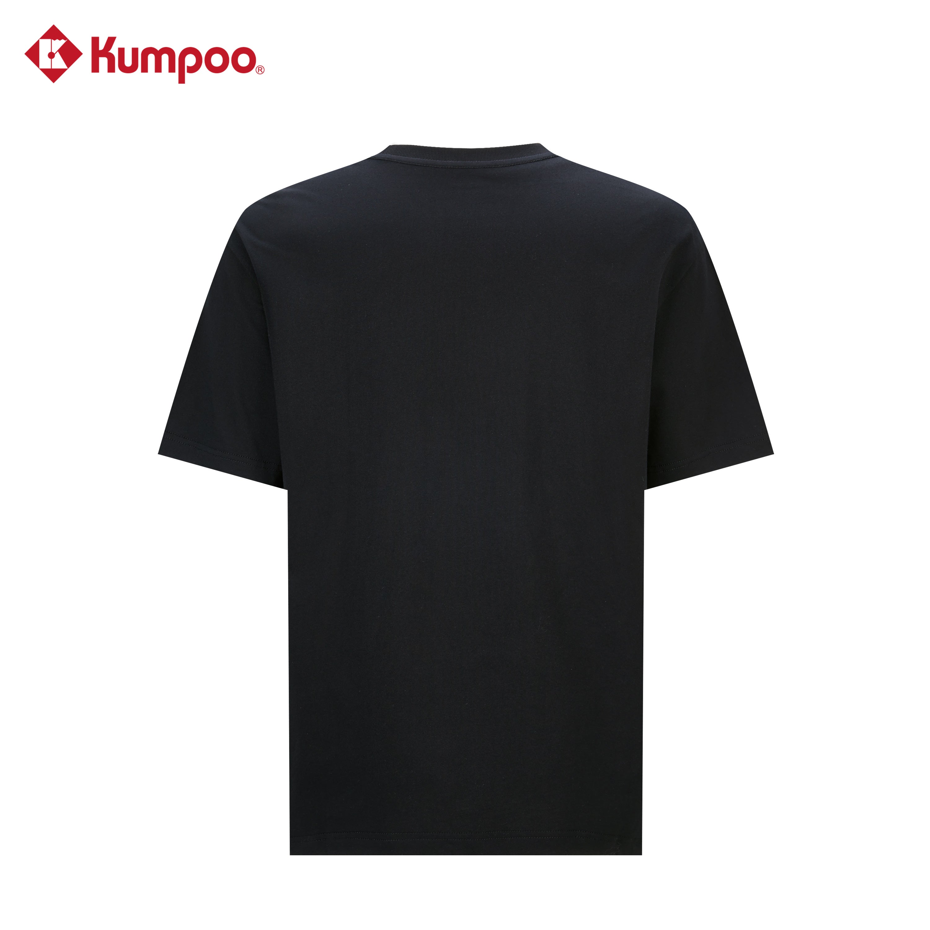 Kumpoo K261M-1173 men's T-shirt in black, featuring a crew neck and short sleeves, made from soft, breathable fabric.