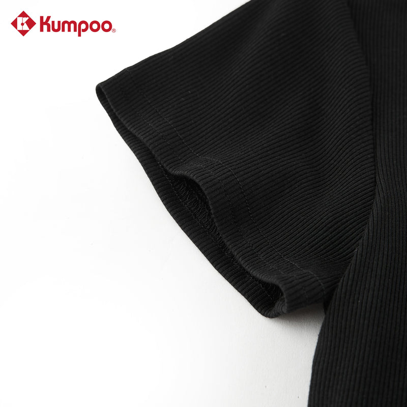 Kumpoo K261W-1140 women's T-shirt in white, casual top with short sleeves and round neckline, laid flat on white background.