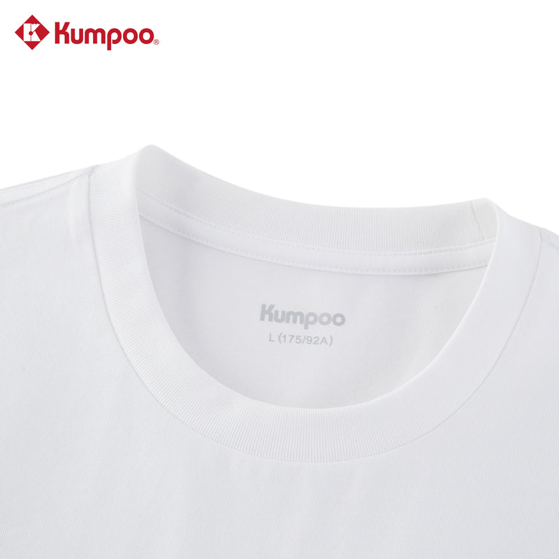 Kumpoo K261M-1240 men's T-shirt in black, casual cotton top with short sleeves and crew neckline, displayed on a hanger.