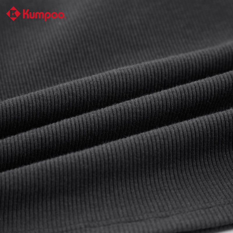 Kumpoo K261W-4122 women's T-shirt in black, casual short-sleeve top with round neckline, displayed on a plain background.