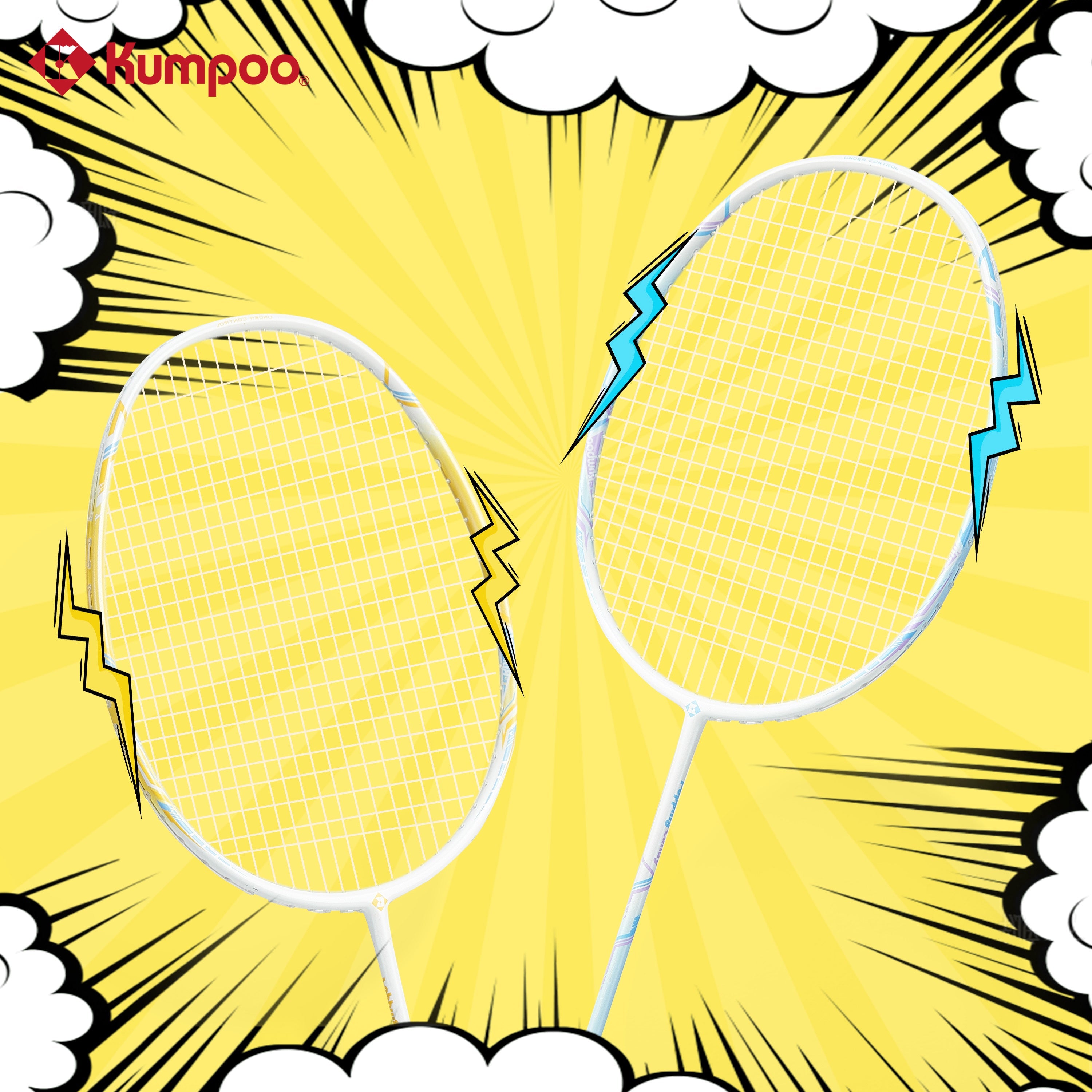 KUMPOO Popping Candy Beginner Pre-Strung Badminton Racket Set (2 Rackets)